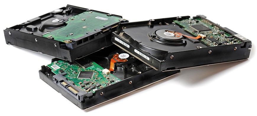 A pile of hard drives